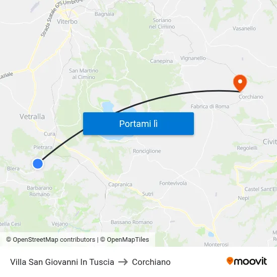 Villa San Giovanni In Tuscia to Corchiano map