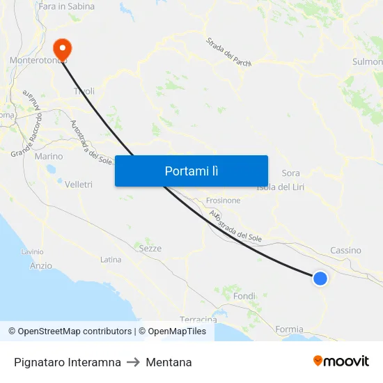 Pignataro Interamna to Mentana map