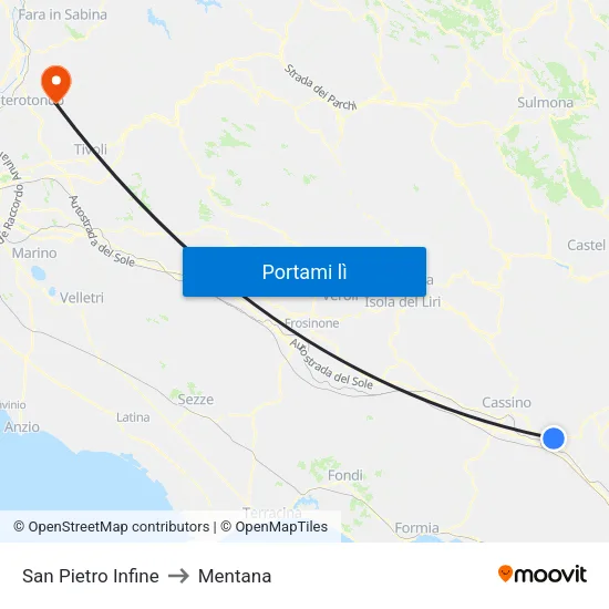 San Pietro Infine to Mentana map