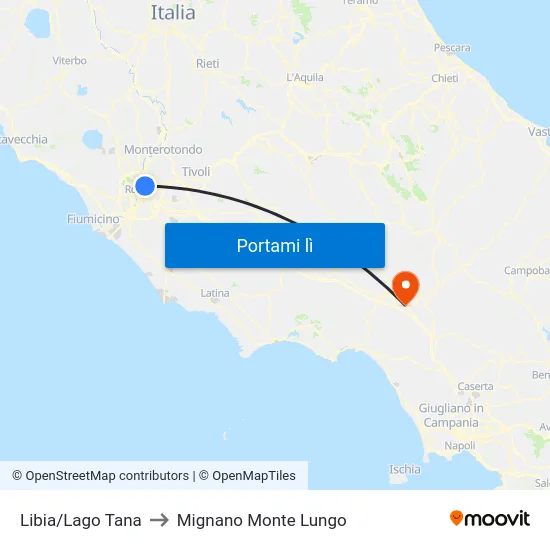 Libia/Lago Tana to Mignano Monte Lungo map