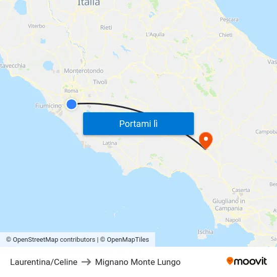 Laurentina/Celine to Mignano Monte Lungo map