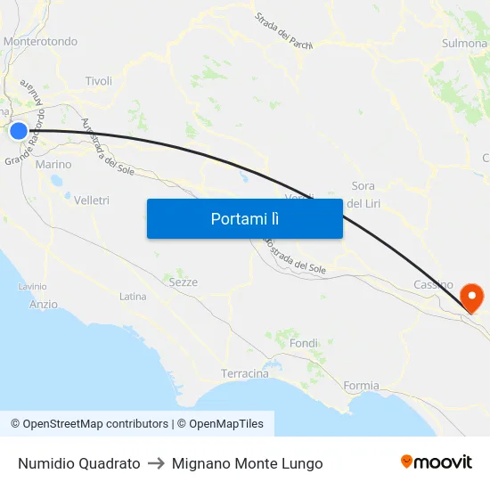 Numidio Quadrato to Mignano Monte Lungo map