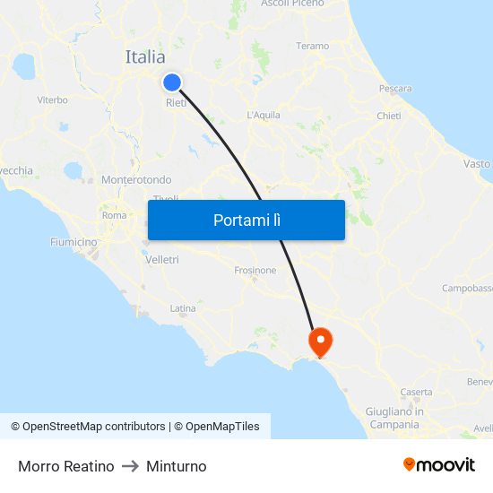 Morro Reatino to Minturno map