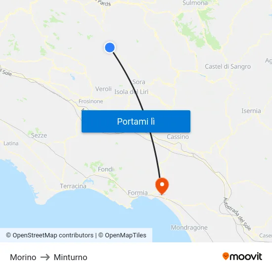 Morino to Minturno map