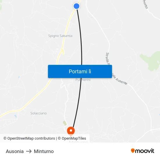 Ausonia to Minturno map