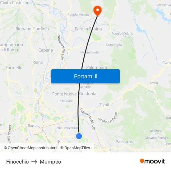 Finocchio to Mompeo map