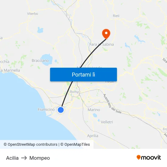 Acilia to Mompeo map