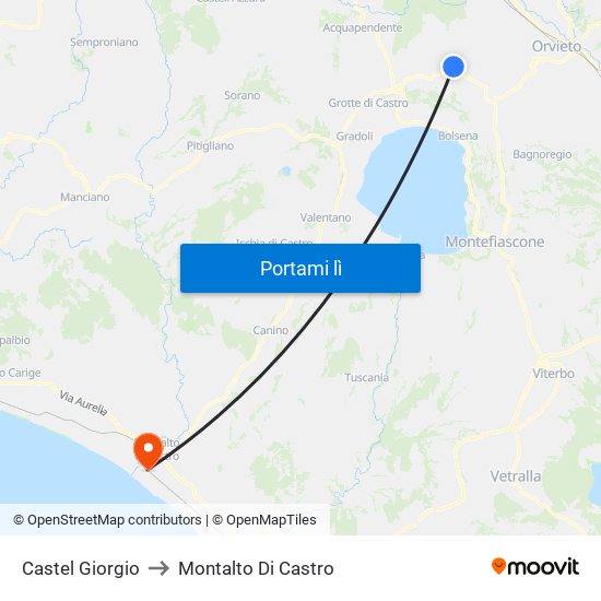 Castel Giorgio to Montalto Di Castro map