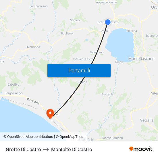 Grotte Di Castro to Montalto Di Castro map