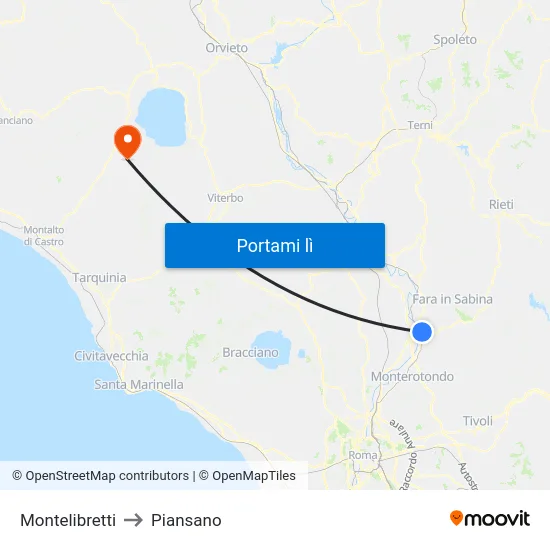 Montelibretti to Piansano map