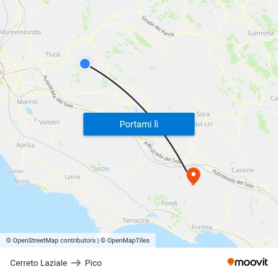 Cerreto Laziale to Pico map