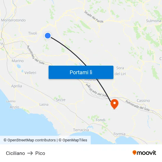 Ciciliano to Pico map