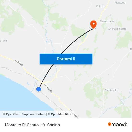 Montalto Di Castro to Canino map