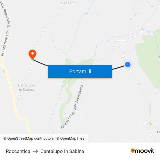 Roccantica to Cantalupo In Sabina map