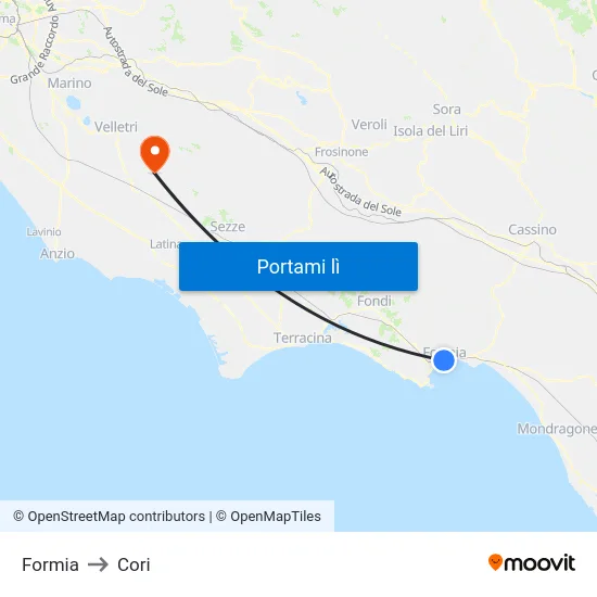 Formia to Cori map