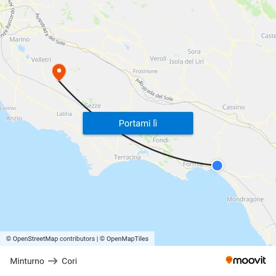 Minturno to Cori map