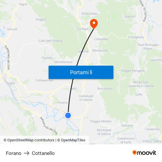 Forano to Cottanello map