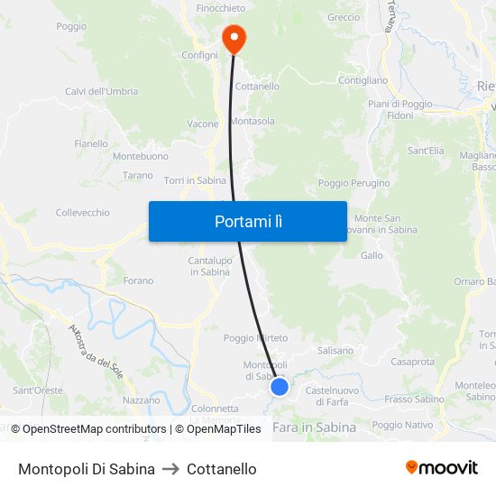 Montopoli Di Sabina to Cottanello map