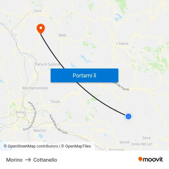 Morino to Cottanello map