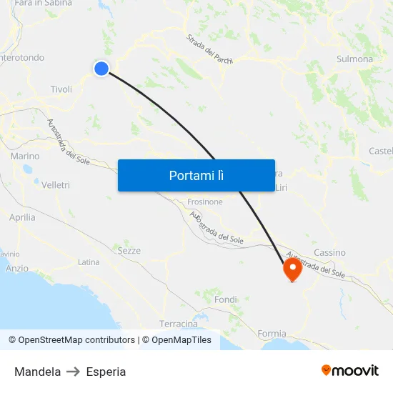 Mandela to Esperia map