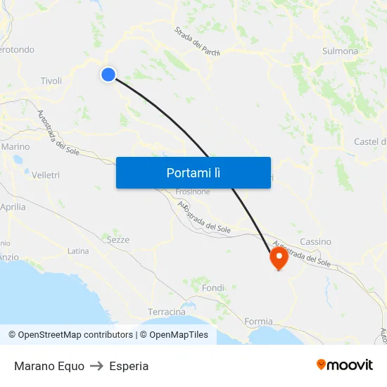 Marano Equo to Esperia map