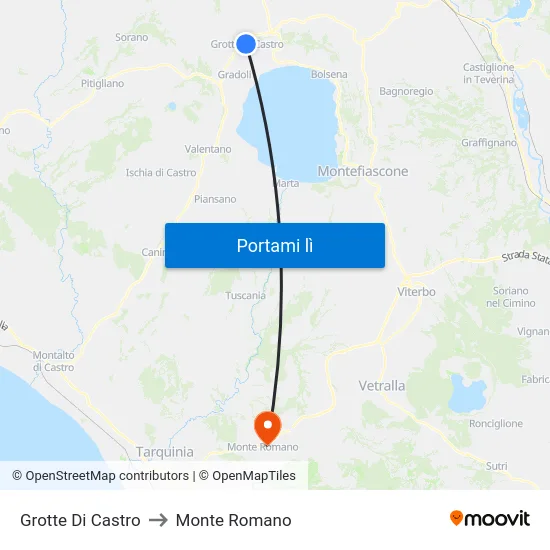 Grotte Di Castro to Monte Romano map