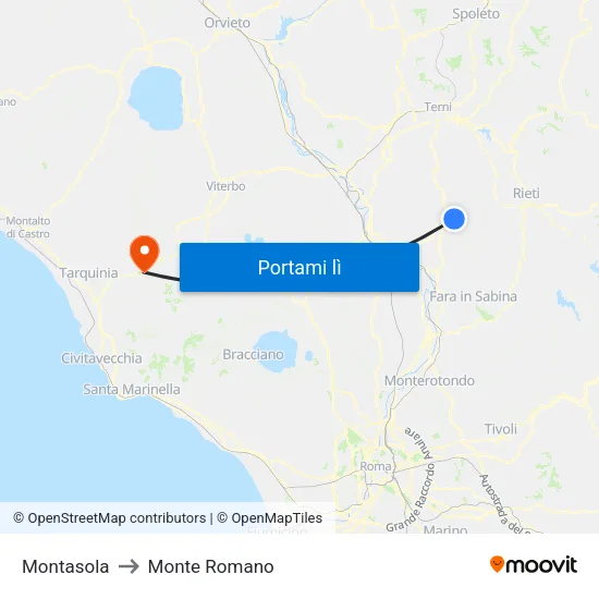 Montasola to Monte Romano map