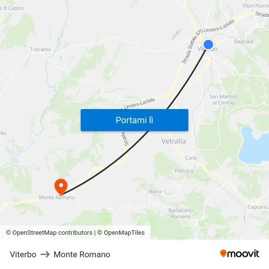Viterbo to Monte Romano map