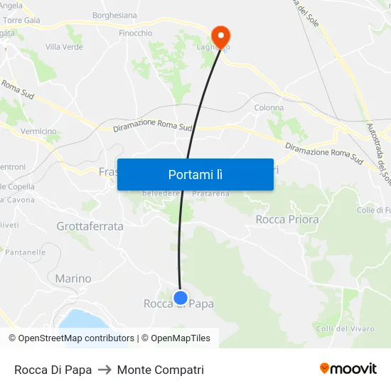 Rocca Di Papa to Monte Compatri map