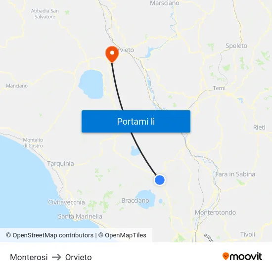 Monterosi to Orvieto map