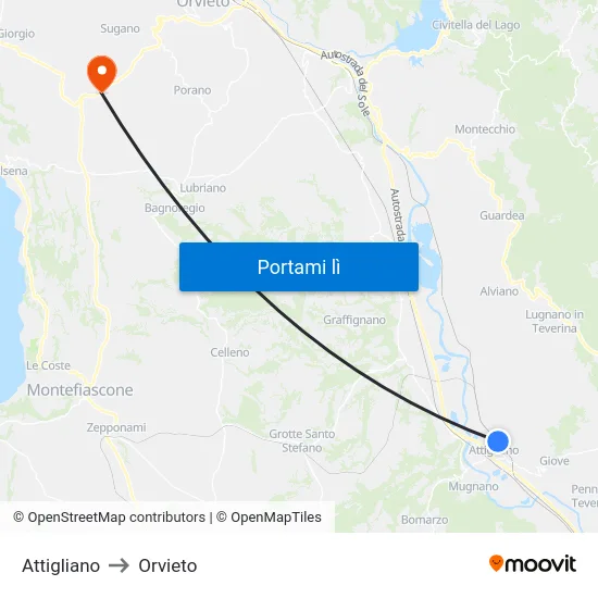 Attigliano to Orvieto map