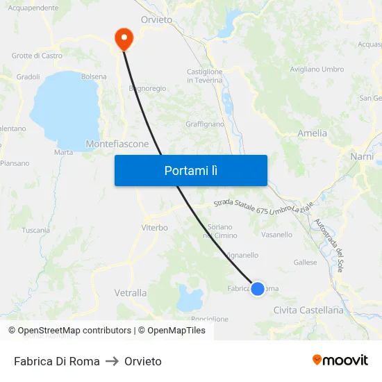 Fabrica Di Roma to Orvieto map