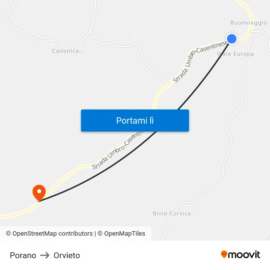 Porano to Orvieto map