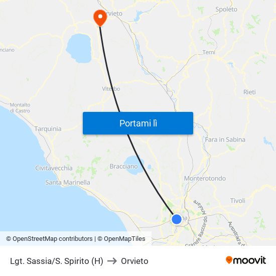 Lgt. Sassia/S. Spirito (H) to Orvieto map