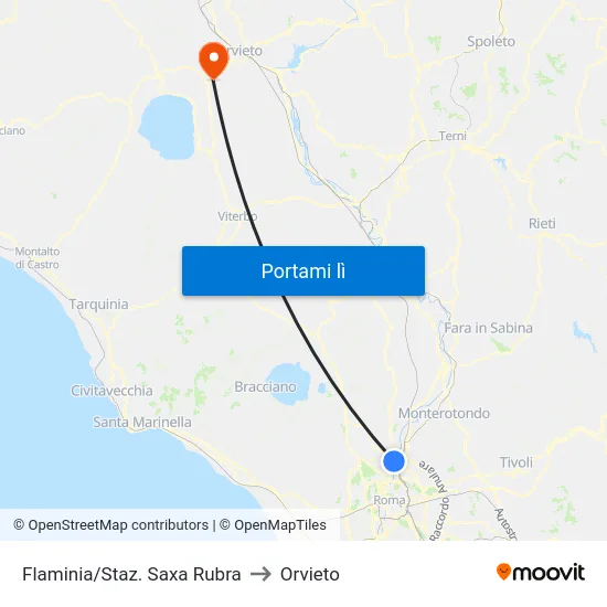Flaminia/Staz. Saxa Rubra to Orvieto map