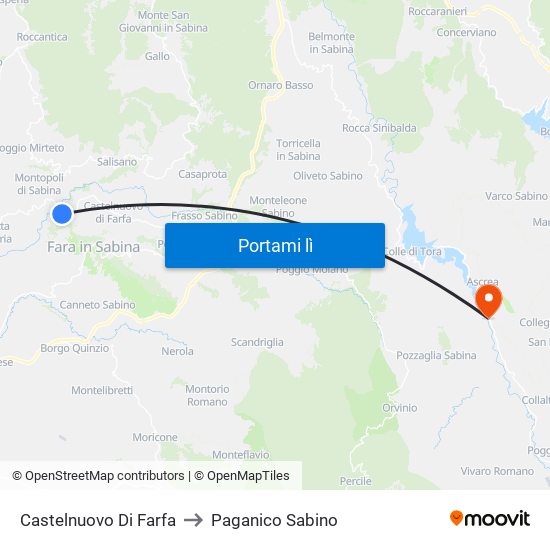 Castelnuovo Di Farfa to Paganico Sabino map