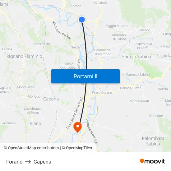 Forano to Capena map