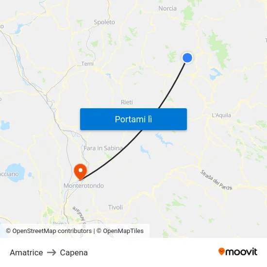 Amatrice to Capena map