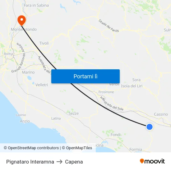Pignataro Interamna to Capena map