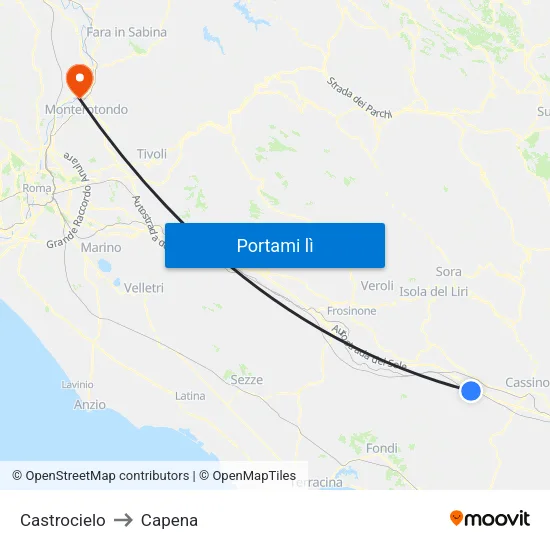 Castrocielo to Capena map