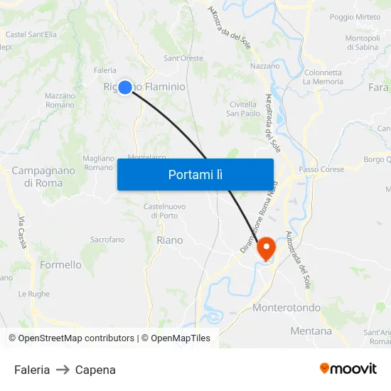 Faleria to Capena map