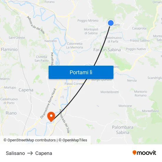 Salisano to Capena map