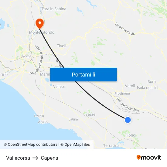 Vallecorsa to Capena map