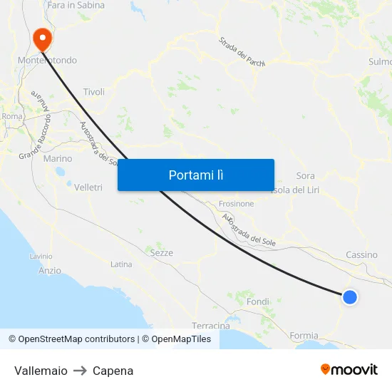 Vallemaio to Capena map