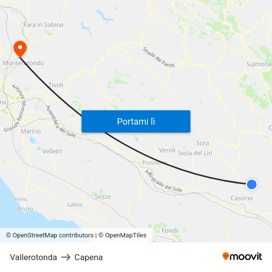 Vallerotonda to Capena map