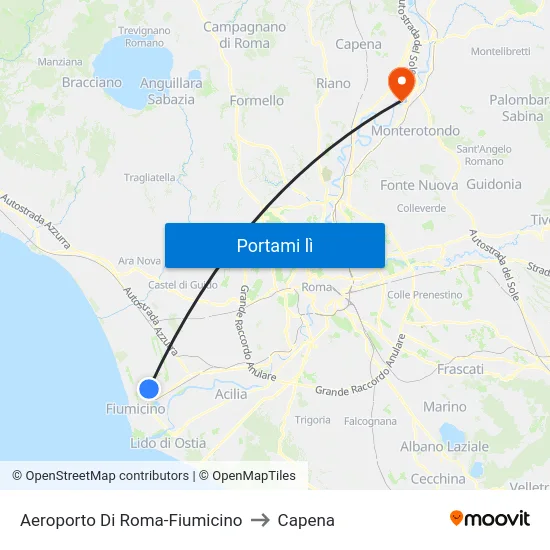 Aeroporto Di Roma-Fiumicino to Capena map