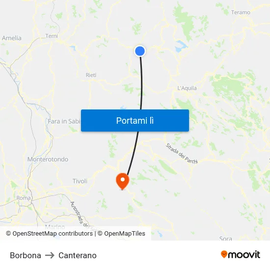 Borbona to Canterano map