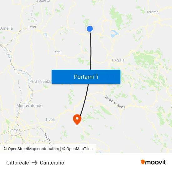 Cittareale to Canterano map