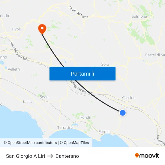 San Giorgio A Liri to Canterano map