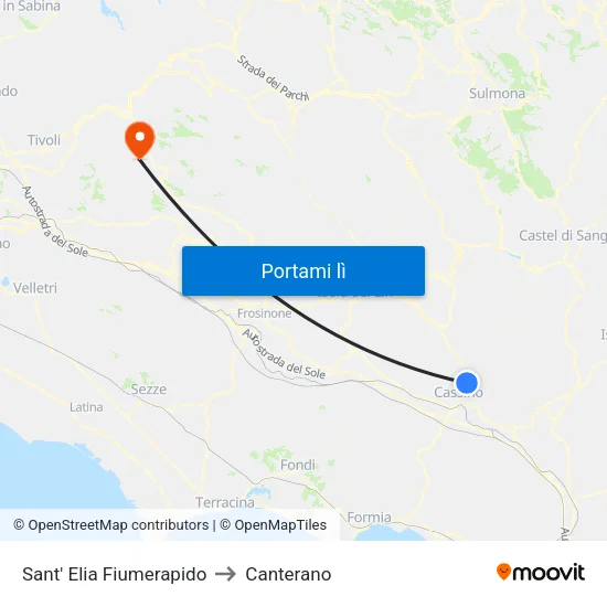 Sant' Elia Fiumerapido to Canterano map